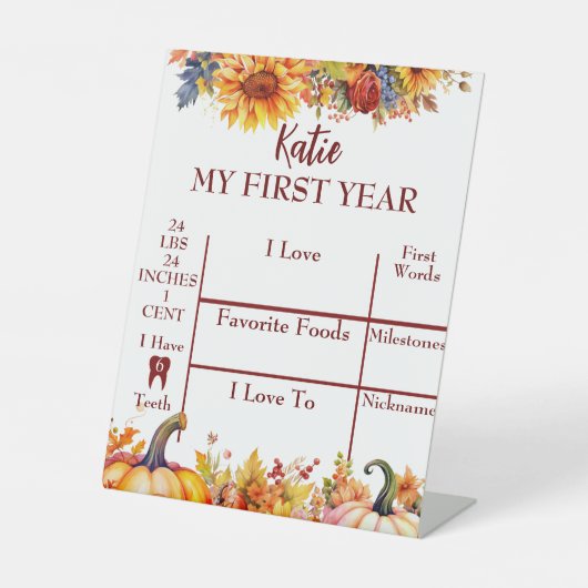 我々の小さなかぼちゃは1年になる 台座サイン (正面)