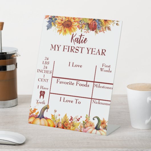 我々の小さなかぼちゃは1年になる 台座サイン (インサイチュ)