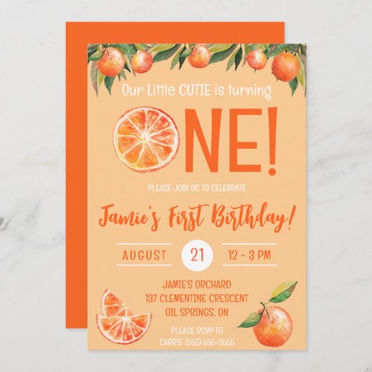 我々の小さなかわいこちゃんが一つになった!最初の誕生日 招待状 (正面/裏面)