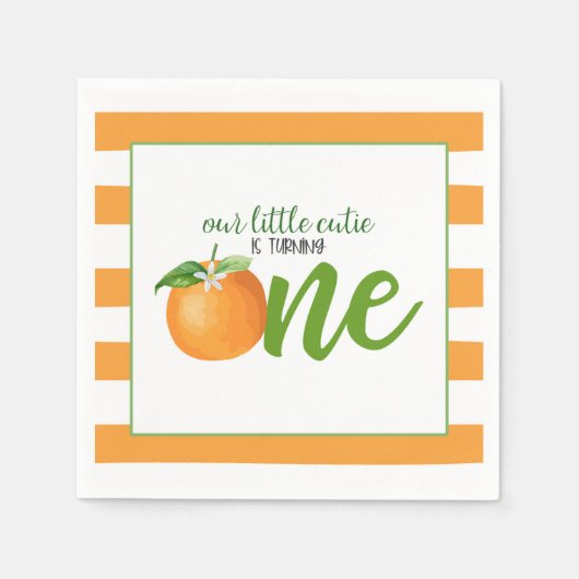 我々の小さなかわいこちゃんは一つのナプキン – またはストライプ スタンダードカクテルナプキン (正面)