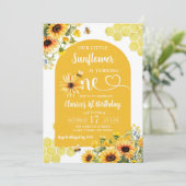 我々の小さなひまわり1つの蜂蜜誕生日 招待状 (スタンド正面)