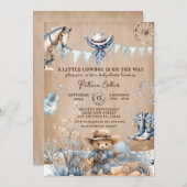 我々の小さなカウボーイは赤ちゃんシャワーの途中にある 招待状 (正面/裏面)