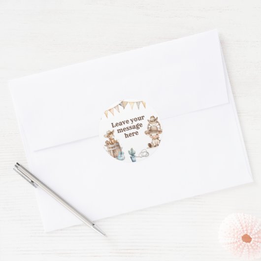 我々の小さなカウボーイワイルドウェストはあなたのメッセージを愛する ラウンドシール (封筒)