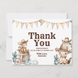 我々の小さなカウボーイワイルドウェスト赤ちゃんシャワー サンキューカード