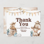 我々の小さなカウボーイワイルドウェスト赤ちゃんシャワー サンキューカード (正面/裏面)