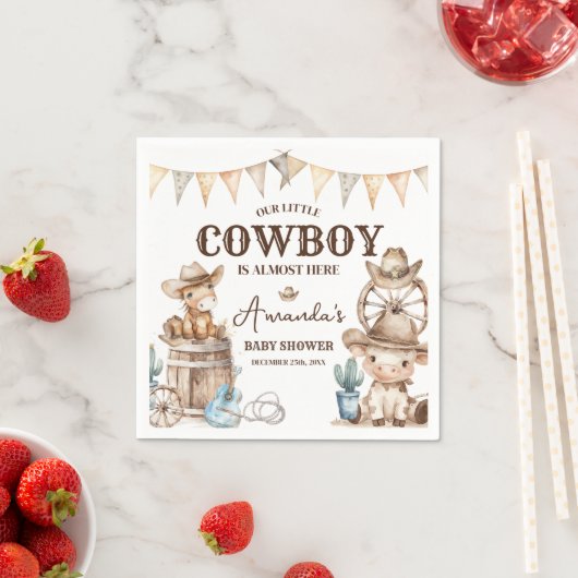 我々の小さなカウボーイワイルドウェスト赤ちゃんシャワー スタンダードカクテルナプキン (インサイチュ)