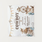 我々の小さなカウボーイ野生の西の赤ちゃんシャワー歓迎 タペストリー (正面)