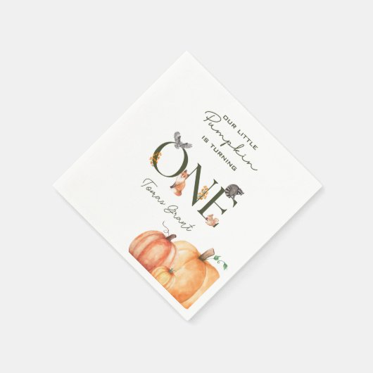 我々の小さなカボチャの森の動物の誕生日 スタンダードカクテルナプキン (角)