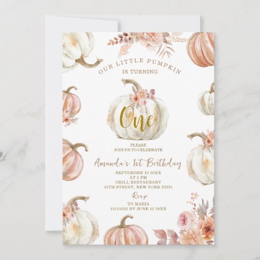 我々の小さなカボチャは一つのアイボリーカボチャを回している 招待状 (正面)