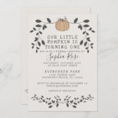 我々の小さなカボチャは一つの最初の誕生日を回している 招待状 (正面/裏面)