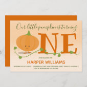 我々の小さなカボチャは一つの最初の誕生日を回している 招待状 (正面/裏面)