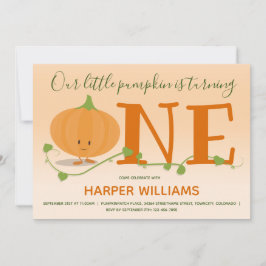 我々の小さなカボチャは一つの最初の誕生日を回している 招待状
