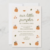 我々の小さなカボチャは一つの誕生日を回している 招待状 (正面)