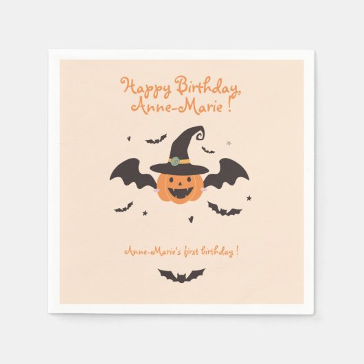 我々の小さなカボチャは一つの誕生日を スタンダードカクテルナプキン (正面)