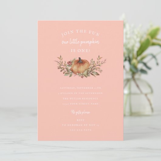 我々の小さなカボチャは秋の誕生日 招待状 (スタンド正面)