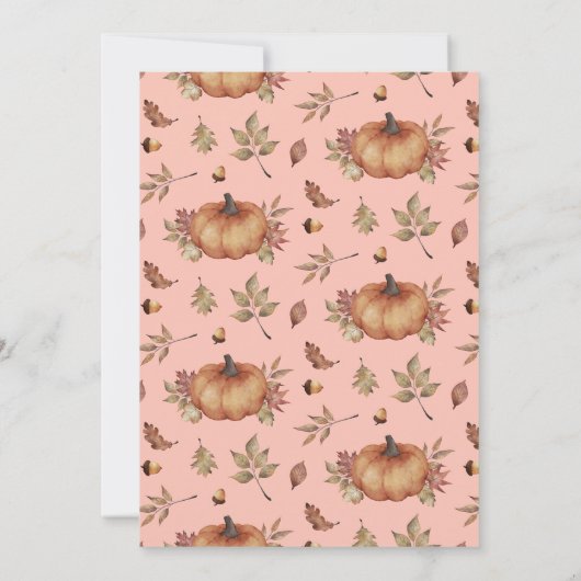 我々の小さなカボチャは秋の誕生日 招待状 (裏面)