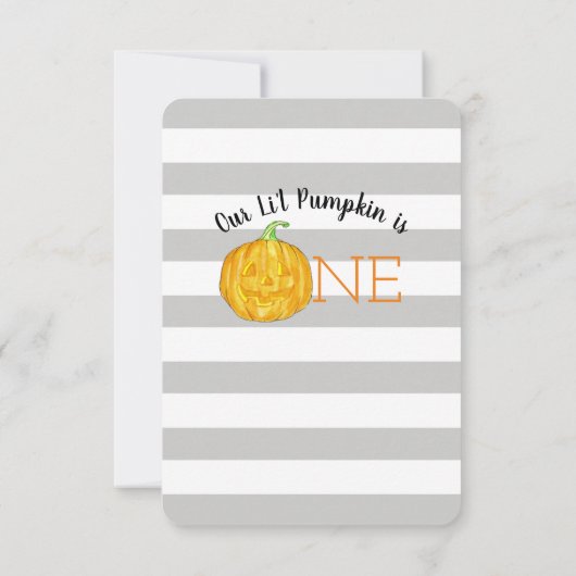 我々の小さなカボチャは1つの最初の誕生日 招待状 (裏面)