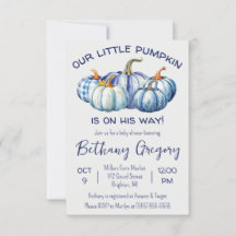 我々の小さなカボチャは、青い赤ちゃんシャワー彼の道にある