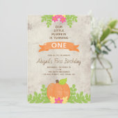 我々の小さなカボチャ最初の誕生日素朴花 招待状 (スタンド正面)