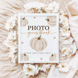 我々の小さなカボチャ誕生日テーブルサイン ポスター