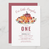 我々の小さなカボチャ1つ最初の誕生日 招待状 (正面/裏面)