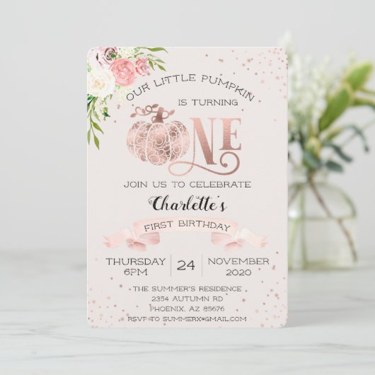 我々の小さなカボチャ1stの最初の誕生日 招待状 (スタンド正面)