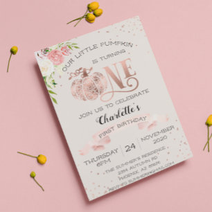 我々の小さなカボチャ1stの最初の誕生日 招待状