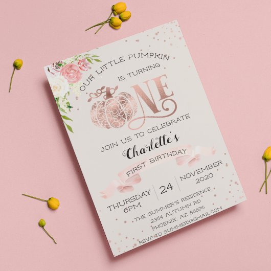 我々の小さなカボチャ1stの最初の誕生日 招待状