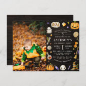 我々の小さなカボチャ |かわいいハロウィーンの誕生日写真 インビテーションポストカード (正面/裏面)