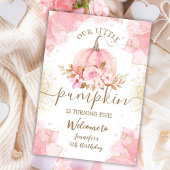 我々の小さなカボチャ | ピンク金ゴールドガール第5誕生日 招待状