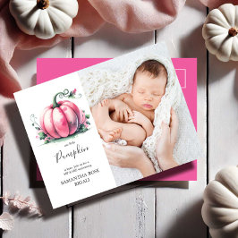 我々の小さなカボチャsipと参照ベビーシャワー招待状 シーズンポストカード