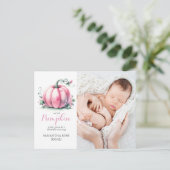 我々の小さなカボチャsipと参照ベビーシャワー招待状 シーズンポストカード (スタンド正面)