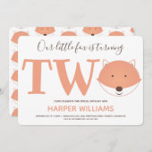 我々の小さなキツネが2秒の子供の誕生日 招待状 (正面/裏面)