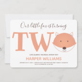 我々の小さなキツネが2秒の子供の誕生日 招待状 (正面)