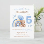 我々の小さなクマのレインボーバルーン第5誕生日 招待状 (スタンド正面)