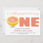 我々の小さなグレープフルーツが一番の誕生日 招待状 (正面)