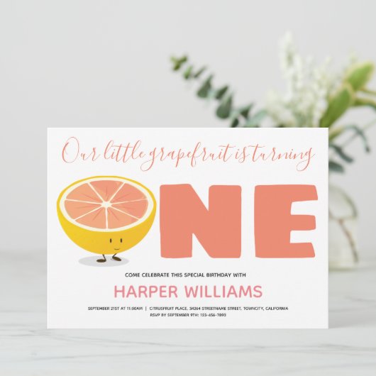 我々の小さなグレープフルーツが一番の誕生日 招待状 (スタンド正面)