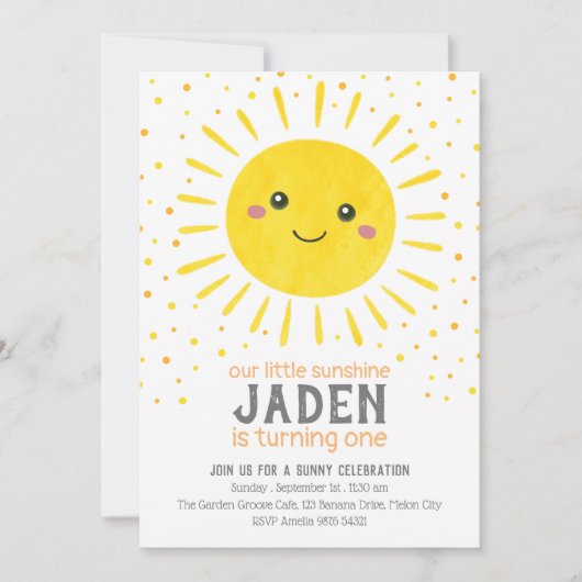 『我々の小さなサンシャイン』|最初の誕生日 招待状 (正面)