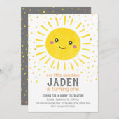 『我々の小さなサンシャイン』|最初の誕生日 招待状 (正面/裏面)