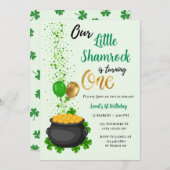 我々の小さなシャムロックは一つの誕生日を回している 招待状 (正面/裏面)