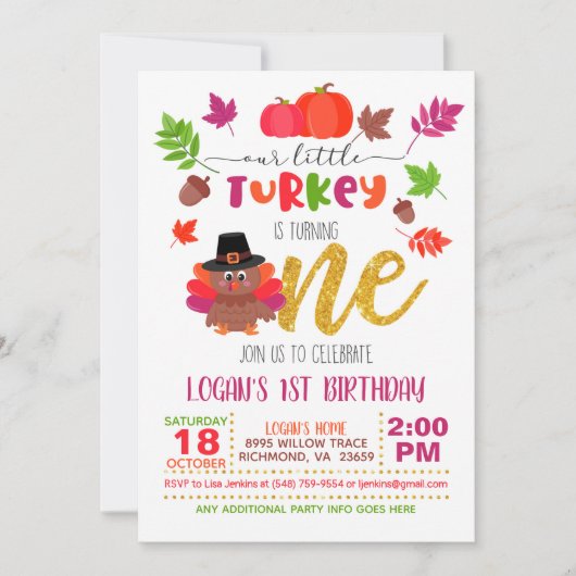 我々の小さなトルコは1を回している – 女の子 – FD 招待状 (正面)