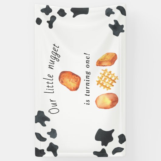 我々の小さなナゲットは1つの子供の誕生日を回している 横断幕 (縦)