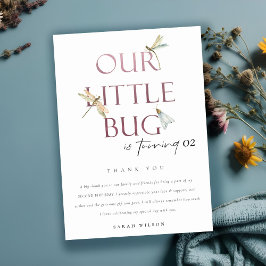 我々の小さなバグピンクトンフライ任意の年齢誕生日 サンキューカード