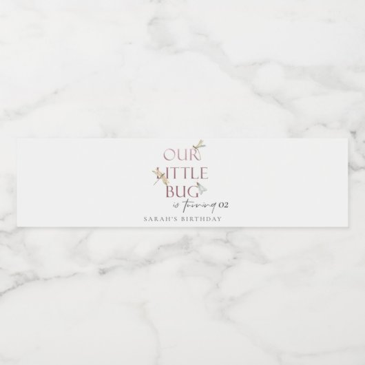 我々の小さなバグピンクトンフライ任意の年齢誕生日 ペットボトルラベル (シングルラベル)