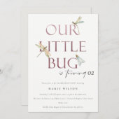 我々の小さなバグピンクトンフライ任意の年齢誕生日 招待状 (正面/裏面)