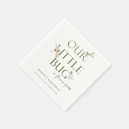 我々の小さなバグ緑のトンボ任意の年齢誕生日 スタンダードカクテルナプキン (角)