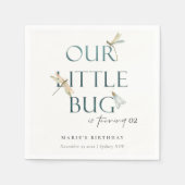 我々の小さなバグ青いトンボ任意の年齢誕生日 スタンダードカクテルナプキン (正面)