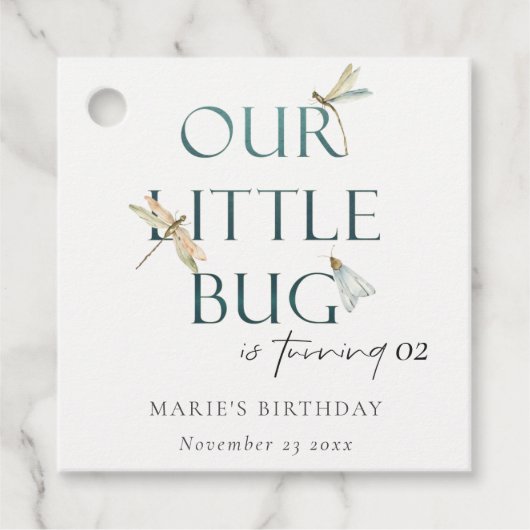 我々の小さなバグ青いトンボ任意の年齢誕生日 フェイバータグ (正面)