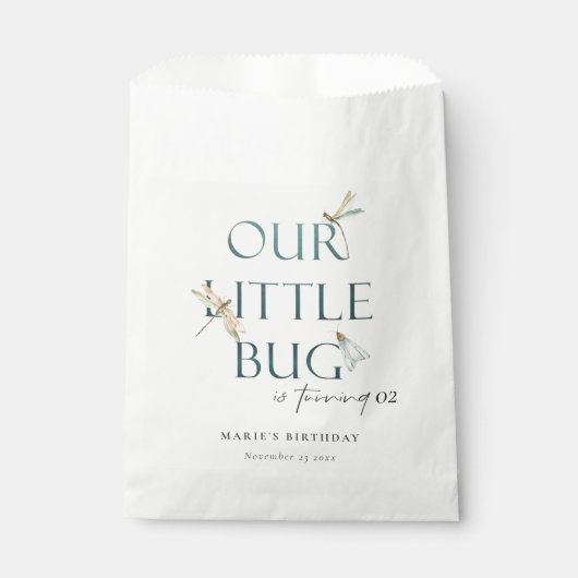 我々の小さなバグ青いトンボ任意の年齢誕生日 フェイバーバッグ (正面)