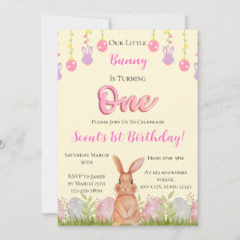 我々の小さなバニーは一つの誕生日を回している 招待状